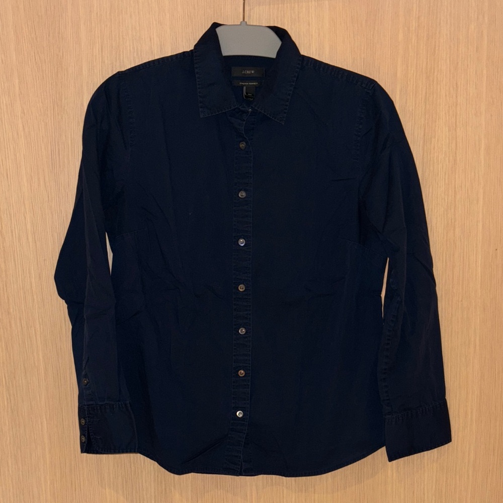 J. Crew Women's Navy Button-Down Shirt